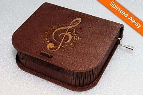 Spirited Away Music Box - #7 - Engraved Wooden Box - "Spirited Away" Tune - Chihiro Haku Yubaba Zeniba No-Face River Spirit - Hand Crank Movement
