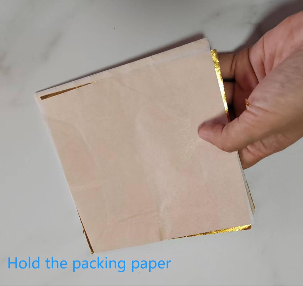 Homepal 100pcs Imitation Gold Leaf for Arts, Gilding Crafting, Painting, Furniture Decoration, Imitation Gold Foil Sheets 5.5
