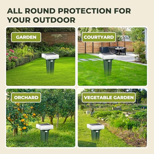 Anti-Mole, 3 Vibration Modes Mole Repellent with LED Light, Solar Mole and Waterproof, Repels Mole Snake and Other Rodents in Garden, Yard and Lawn (4 Pieces)