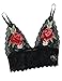 SweatyRocks Women's Floral Embroidered Adjustable Strap Bralette Black Small