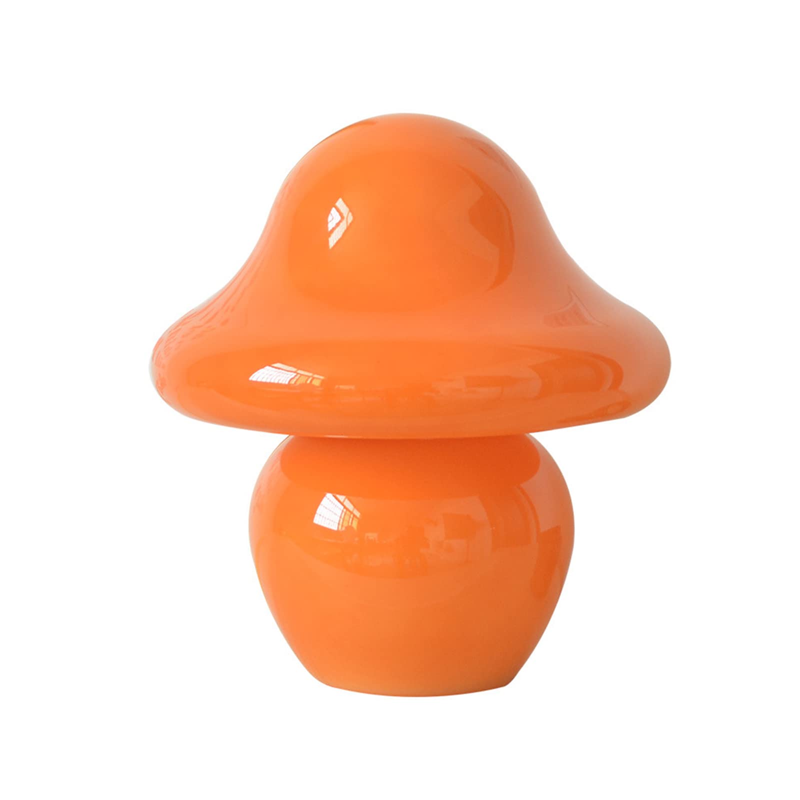 MISNODE Mushroom Lamp, Glass Mushroom Bedside Table Night Lamps, Translucent Murano Vintage Striped Small Nightstand Desklamp Swirl Light, Orange