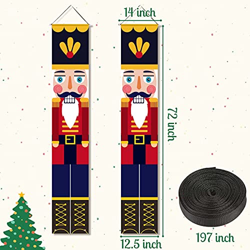 AMOR PRESENT Nutcracker Banner, Nutcracker Christmas Decorations Life Size Nutcracker Porch Sign for Indoor Outdoor Yard Garden Christmas Party Decoration