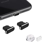 VIWIEU Metal Anti Dust Plug Compatible with iPhone 14 13 12 11 X XS XR 8 7 SE Mini Plus Pro Max iPad AirPods, 2 Pack Lightning Charging Port Cover Protectors with Plug Holder and Storage Box (Black)