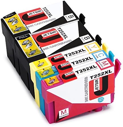 JetSir Remanufactured Replacement for Epson 252xl Ink Cartridges 5 Pack, Use on Epson WorkForce WF-3620 WF-3640 WF-7610 WF-7620 WF-7110,WorkForce Pro WF-5190 WF-5620 WF-5690 Printer