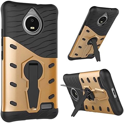 Mote E4 2017 Case,Airbag Design 2in1 PC+TPU Phone Case,Kmall 360 Degree Rotating Ring Bracket Protective Case Shell For Moto E4 2017 Cover European version (gold)