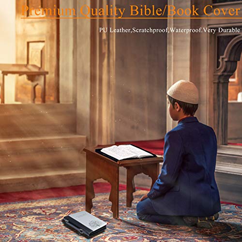 Bible Book Cover with Zippered for Men and Women, Book Protector, PU Leather Handle,Tree Pattern,Bible Case,Christian Bible Tote (L)
