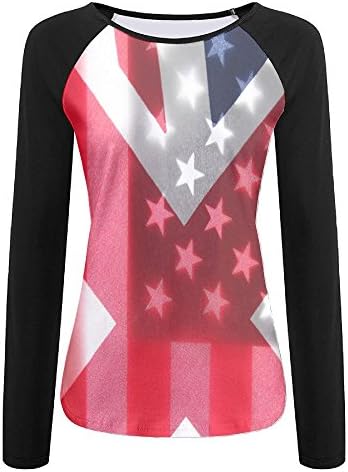 Anneil USA American Great Britain Flag Women's Print Fashion Long Sleeve T-shirt