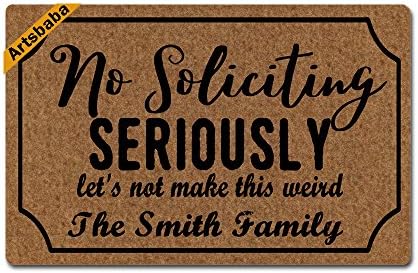 Artsbaba Doormat No Soliciting Seriously Let's Not Make This Weird Door Mat Monogram Non-Slip Doormat Non-woven Fabric Floor Mat Indoor Entrance Rug Decor Mat 23.6" x 15.7"