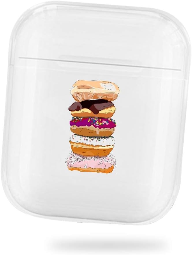 Fifet Case Cover for AirPods- Donuts Pattern Printed Clear Design 360°Protective Transparent PC Case Cover Fit For Apple Airpods pro 2 & 1 Transparent