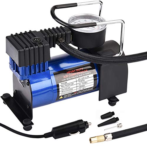 HONGNAL Air Compressor Tire Inflator, DC 12V Portable Car Air Compressor Pump with Gauge Multi-Function Car Air Pump with 3 Nozzle Adaptors for Car Tires, Bicycles, Trucks & Inflatables - Thumbnail 7