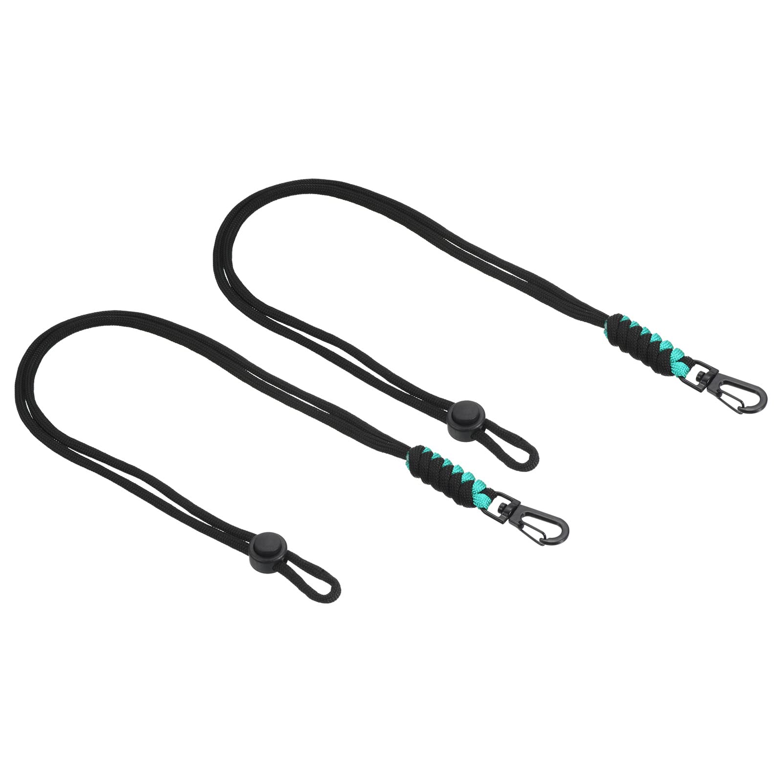 PATIKIL Badge Lanyard with Snap Hook 19 Inch, 2Pcs Braided Neck Keychain Strap Adjustable Cord Lock for Keys Whistles Wallets, Green