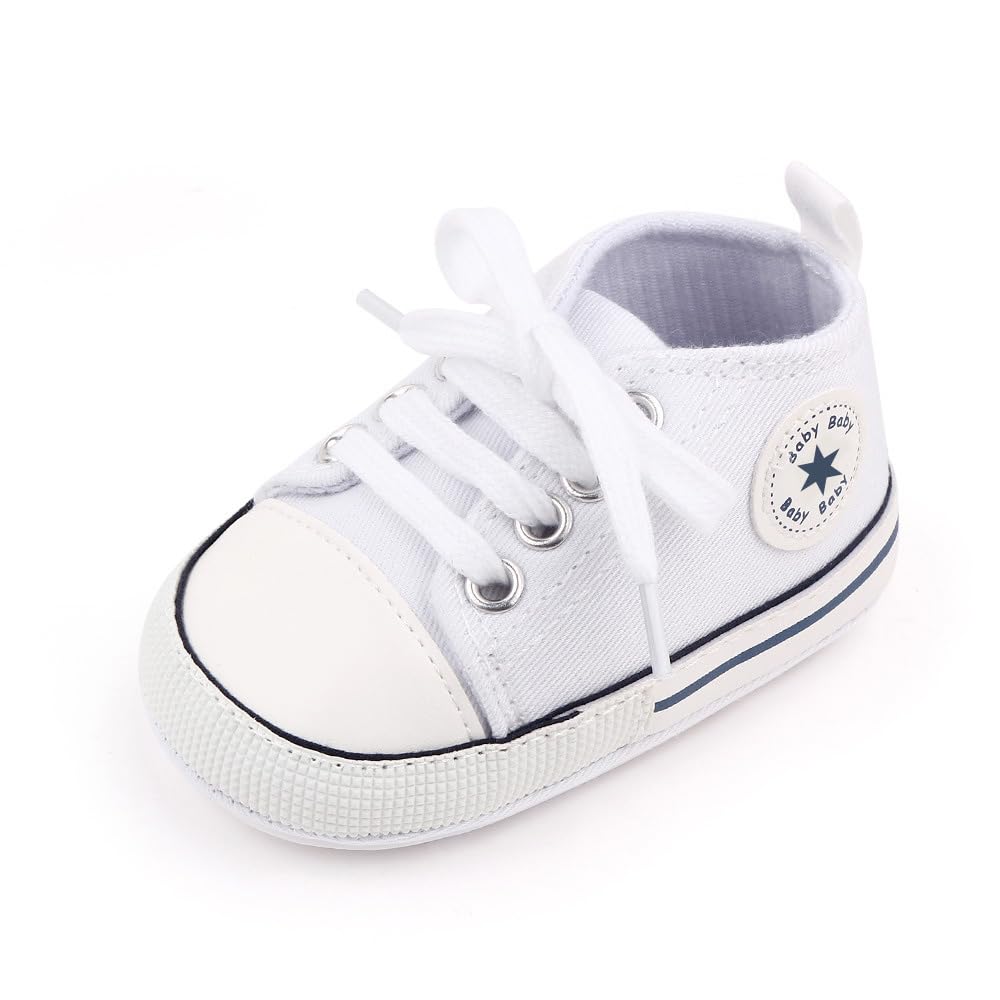 KKIIDDSS Unisex Baby Girls Boys Canvas High-top Shoes, Newborn Infant Anti-Slip Soft Sole Frist Walking Breathable Sneakers