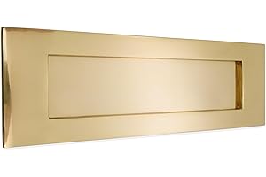 Victorian Solid Brass Traditional Sprung 10" or 12" Letter Postal Knocker Plate - Polished Brass (12" x 4" Letter Plate)