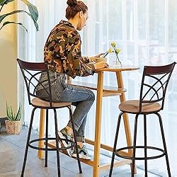 VECELO Barstools, Adjustable Counter Stools, Steel