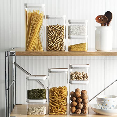 GGEROU Airtight Food Storage Containers Set with Lock Lids,Set of 6,Pantry Organization Plastic Storage Jar Storage Tank for Cereal,Coffee, Sugar - Moisture Proof,BPA Free & Stackable Design (S:500ML)