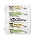 Lixada 5pcs 12cm/21g Noctilucent Fishing Shrimp Lure Prawn Squid Bait Hard Artificial Fishing Set with Squid Jigs Hook Lead Weighted