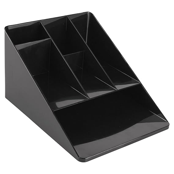 iDesign Linus Stationery Organiser, Plastic Desk Tidy with 6