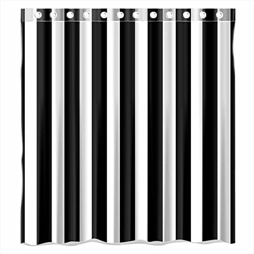 Custom Black and White Striped Waterproof Bathroom Shower Curtain Polyester Fabric Shower Curtain Size 66 X 72