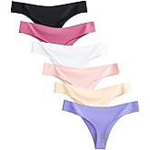 Closecret Lingerie Women 6 Pack Seamless Thongs Underwear Ice Silk Comfy G-string Panties