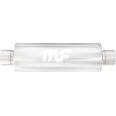 MagnaFlow Performance Exhaust Muffler 10436 | Deep Signature Sound, 4x4x22" Round, Stainless Steel, 2.5"/2.5" Inlet/Outlet, Center/Center