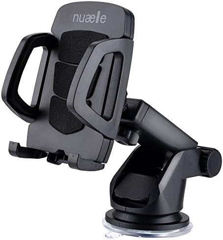 Cell Phone Car Mount, Nuaele Universal Dashboard/Windshield Solid Cell Phone Holder for Car Compatible with iPhone X/8/7/7Plus/6s/6P/5S/5C/SE/4, Samsung Galaxy S5/S6/S7/S8, HTC, LG（Black）