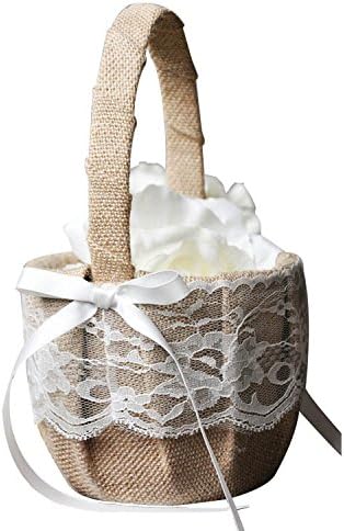 TBNA Bridal Wedding Flower Girl Basket with Bowknot Bridal Ceremony Party Decoration (FGB-3)