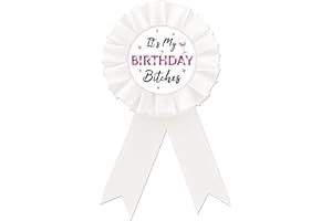 ROSTYAKZ It's My Birthday Tinplate Badge Pin, Happy Birthday Button Pin, Funny Birthday White Rosette Badge Pin for Boys and Girls, Brooch Buttons for 18th/21st/30th Birthday Party