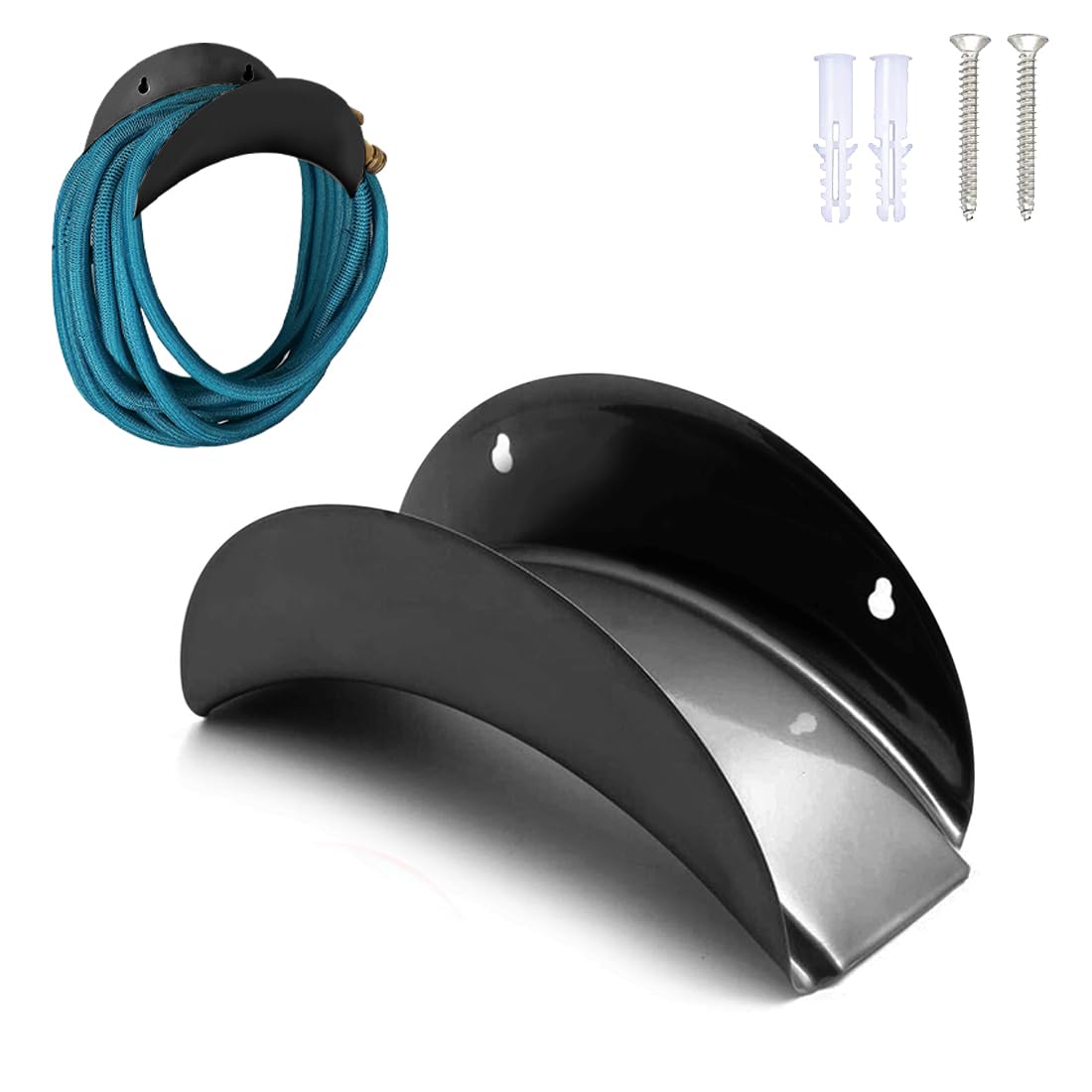 Photo 1 of LUEXBOX Water Hose Holders Organizer for Outside Can Accommodate Large Hoses, Wall Mount Garden Stand Hanger for Storage Waterhose (Black)