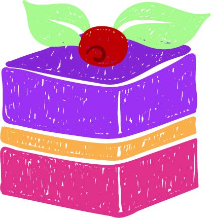 Pretty Dessert Bar Cartoon Sketch Art Vinyl Sticker, Colorful Cake Slice