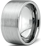 Tungsten Wedding Band Ring 12mm for Men Women Comfort Fit Pipe Cut Brushed Polished
