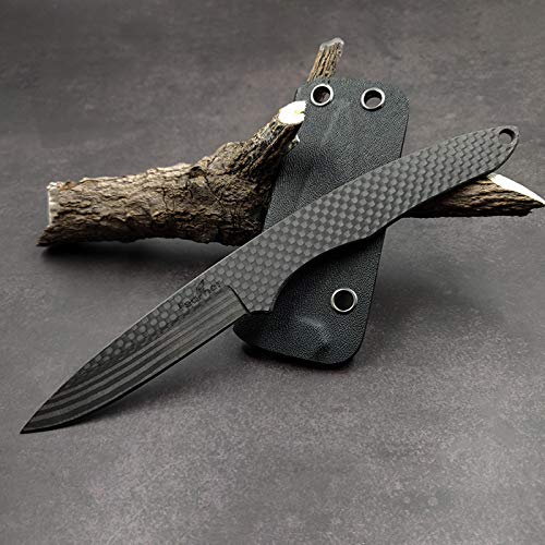 CoolHand 7.2'' Pure Carbon Fiber Fixed Blade Neck Knife with chain and
