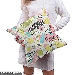 Lunarable Easter Fabric by The Yard, Memphis Style