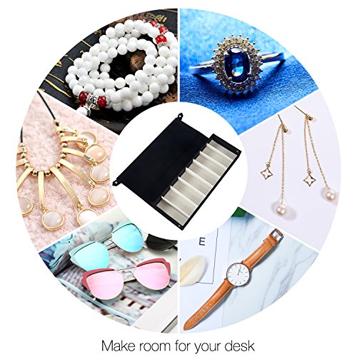 Moldiy Sunglasses Storage Boxes, Black Suede Fabric Sunglass Display Box,Eyeglasses Eyewear Organizer Display Storage Case - 8 Slots - Thumbnail 5