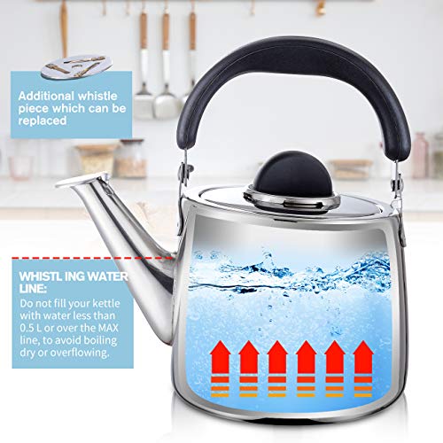 MMAX Stainless Steel Tea Kettle Stovetop Whistling Teakettle Teapot