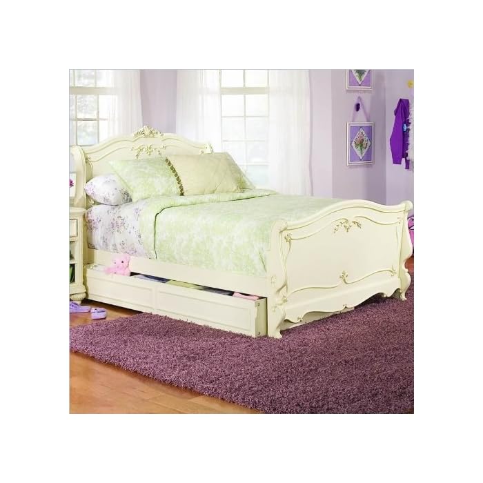 Buy Lea Jessica McLintock Romance Kids Wood Sleigh Bed in Antique White