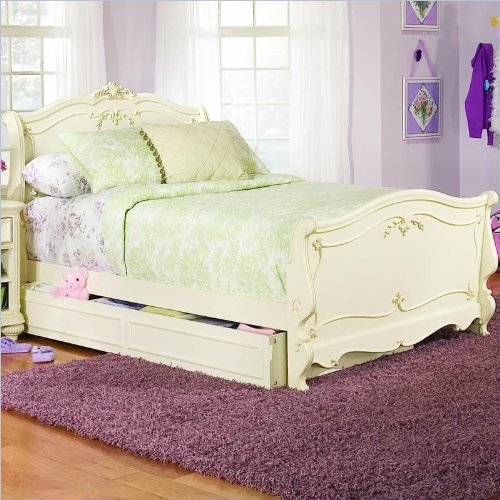 Buy Lea Jessica McLintock Romance Kids Wood Sleigh Bed in Antique White