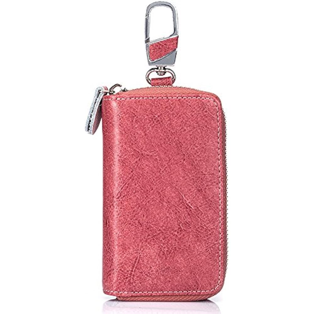 Large Leather Key Case Wallet With 12 Hooks & Keychain/Ring Women And