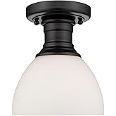 Golden Lighting 3118-SF BLK-OP Hines Semi-Flush, Matte Black with Opal Glass