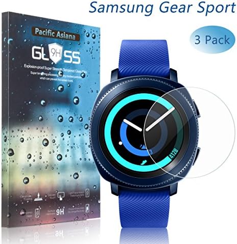 [3-Pack] Sumsung Gear Sport Screen Protector, Pacific Asiana Ultra Thin HD Clear Ballistic Tempered Glass [9H Hardness] [Anti-Scratch] [Bubble-Free] [Anti-Fingerprint] Shield Smart Watch Skin Cover