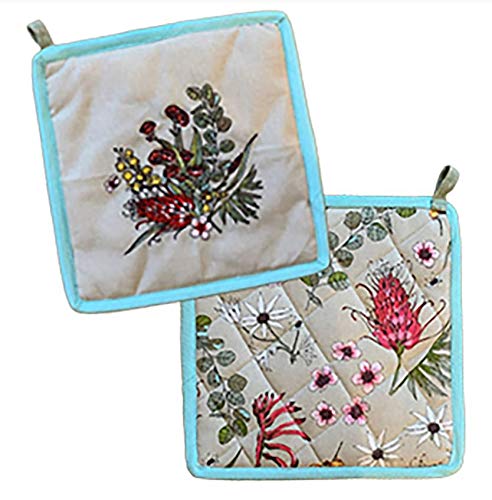 Linen Press LIN0004 Pot Holder, Cotton, Native Floral