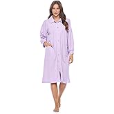Casual Nights Women's Button Front Jacquard Terry Fleece Lounger Robe with Pockets