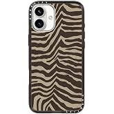 CASETiFY for iPhone 16 Plus Case - Compact Compatible with MagSafe | Slim and Sleek | 4ft. 2x Military Grade Drop Protection | Zebra-Brown | Black