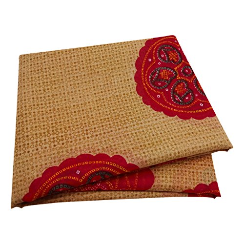 Vintage Style Printed Indian Saree Silk Blend Ethnic Women Wear Bandhani Sari