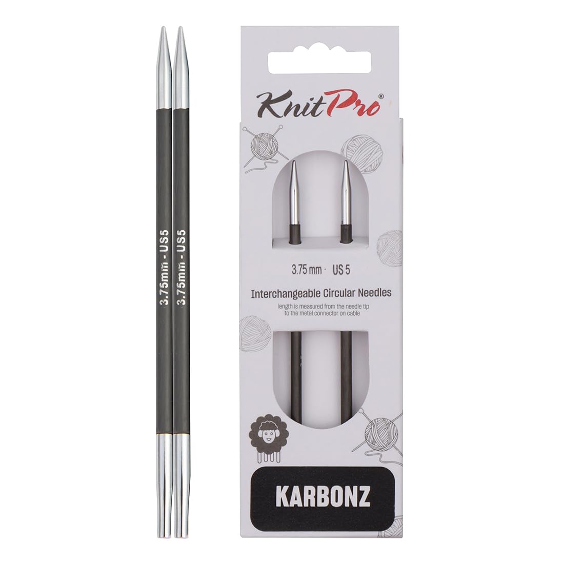 KnitPro Karbonz Interchangeable Circular Needles 4" (10cm) | 3.75 mm