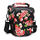 USA Gear SLR Camera Case Bag (Floral) with Top Loading Accessibility, Adjustable Shoulder Sling, Padded Handle, Weather Resistant Bottom - Comfortable, Durable and Light Weight for Travel