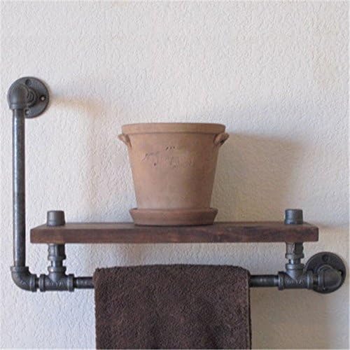 Yomiokla Bathroom Accessories Metal Towel Ring Continental antique industrial pipes iron wood bookcases display rack Flower Shelf display cabinet display cabinet shelf shelf wall mounted (602030cm)