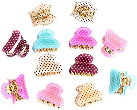 GSM Accessories 12PCS Womens Polka Dot Print Small Size Acrylic Hair Clips Claws HC040X2