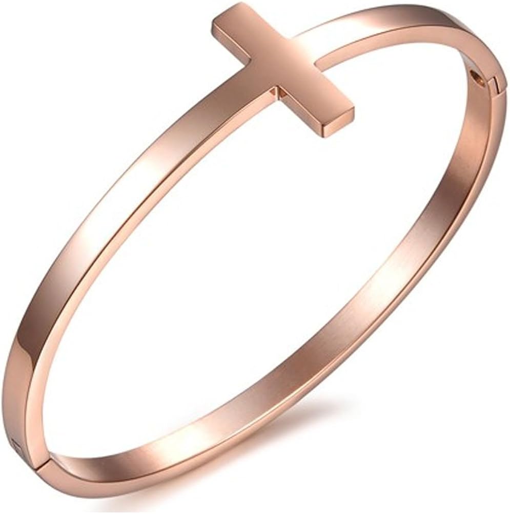Bestcrewus Stainless Steel Bangle Bracelet for Women Rose
