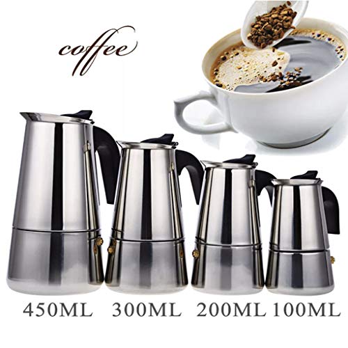 TiTCool Coffee Pot, Stainless Steel Wide Bottom Home Office Coffee Maker Moka Espresso Maker Percolator Stove (450ml)