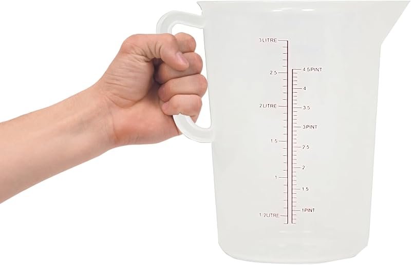 Acense Polypropylene Measuring Jug 3L Narrow Spout Spillage-Free